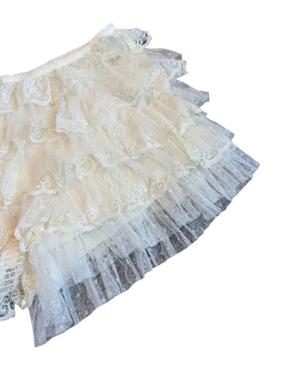 Jaded London Tiered Ruffle Lace Shorts Ivory Sheer Size Small Women's NWT - Picture 8 of 14